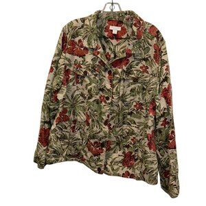 charter club red flower print jean-jacket style PLUS SIZE 2X